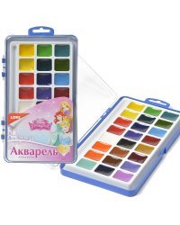 Краски акварельные Disney "Принцессы", 24 цвета, в пластике