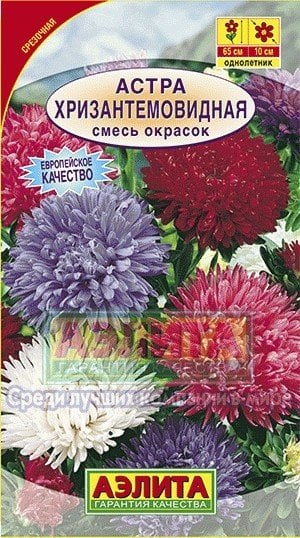 Семена. Астра "Хризантемовидная", смесь окрасок, однолетник (вес: 0,2 г)