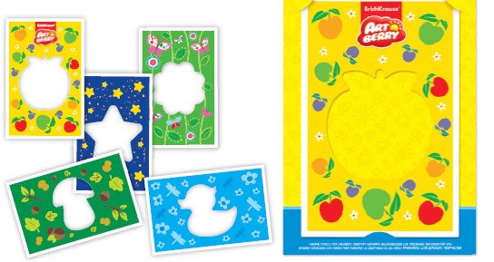 Аксессуары для рисования Трафареты для детского творчества Artberry (грибок, уточка, звездочка, яблоко, цветок), 5 штук