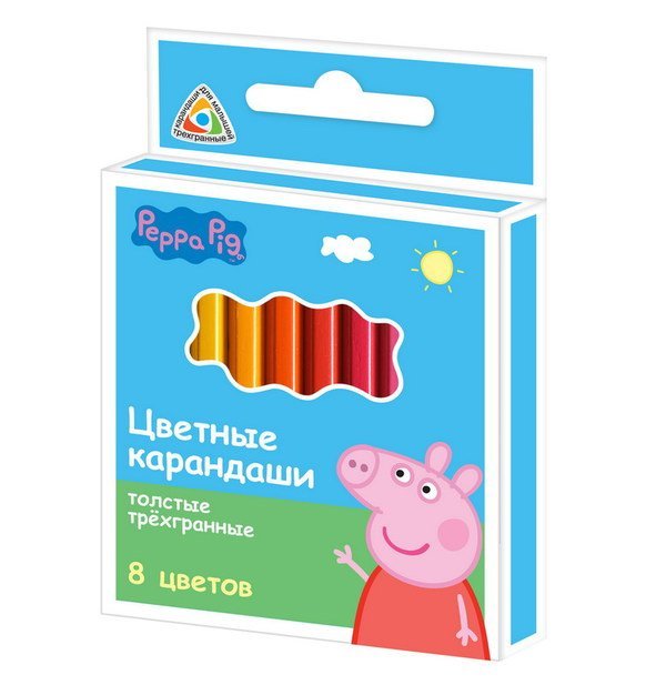 Обложка книги «Карандаши цветные "Свинка Пеппа", толстые, трехгранные (8 цветов)»