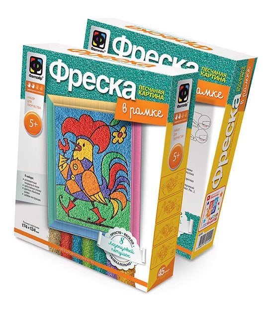 Фреска из песка "Символ года. Леденцовый петушок"
