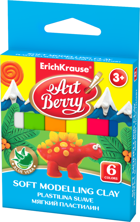 Пластилин Мягкий пластилин "ArtBerry с Алоэ Вера", 6 цветов 90 грамм