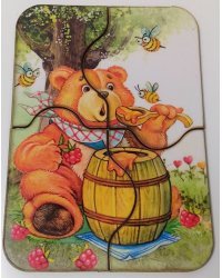 Пазл из дерева "Медвежонок и мед", 6 элементов