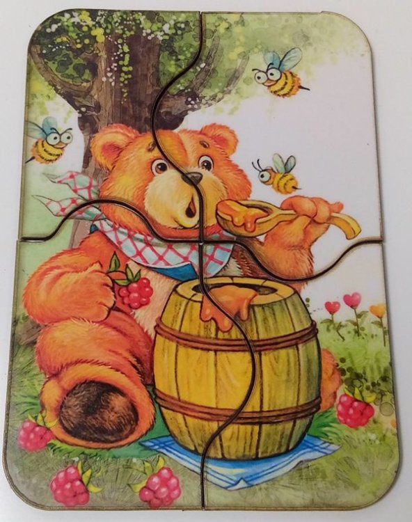 Обложка книги «Пазл из дерева "Медвежонок и мед", 6 элементов»