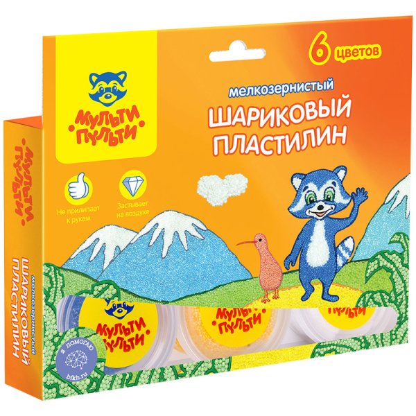 Обложка книги «Шариковый пластилин "Енот в Новой Зеландии", мелкозернистый, застывающий, 6 цветов»