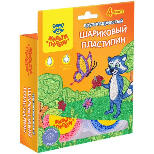 Обложка книги «Шариковый пластилин "Енот в Перу", крупнозернистый, незастывающий, 4 цвета»