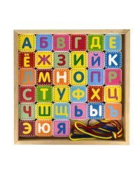 Конструктор "Шнуровка азбука", 33 детали, 4 шнурка