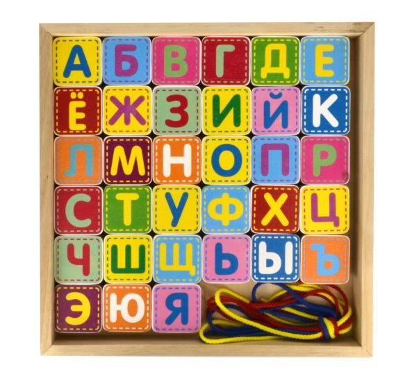 Конструктор "Шнуровка азбука", 33 детали, 4 шнурка