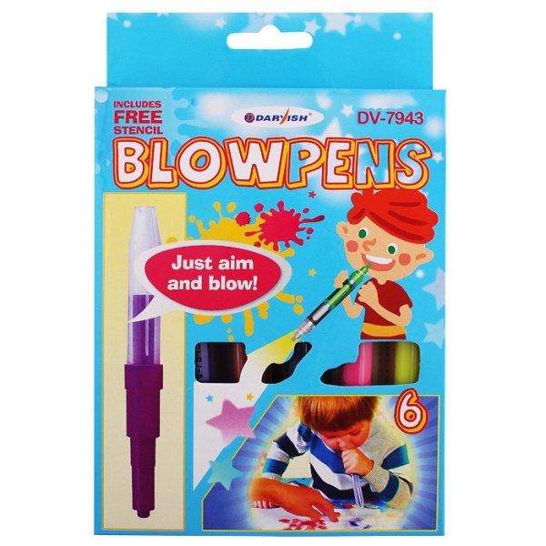 Фломастеры блопены (выдувные с трафаретом), 6 цветов