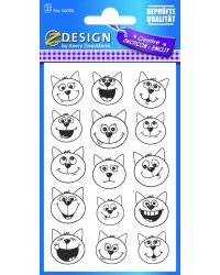Этикетки Z-design "Эмоджи Коты", 76x120 мм, 30 штук, 2 листа