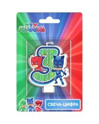 Свеча "Герои в масках. PJ Masks. Цифра №3", 8 см