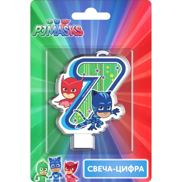 Обложка книги «Свеча "Герои в масках. PJ Masks. Цифра №7", 8 см»
