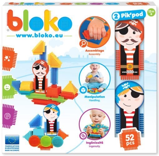 Игольчатый конструктор "Bloko". 50 деталей + 2 человечка (пираты)
