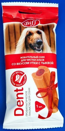 Лакомство для крупных собак TiTBiT "Dent", жевательный снек со вкусом утки с тыквой, 1 штука