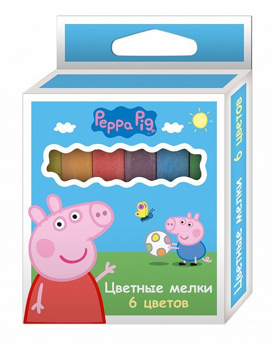 Мелки "Свинка Пеппа", 6 цветов