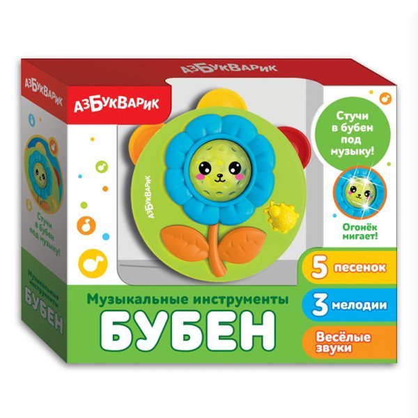 Обложка книги «Музыкальная игрушка "Бубен", зеленый», ISBN 4680019282046