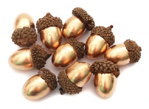 Набор искусственных орехов "Жёлудь", цвет: золотой, 1.8x3 см, 8 штук