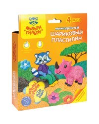 Пластилин шариковый "Приключения Енота", 4 цвета