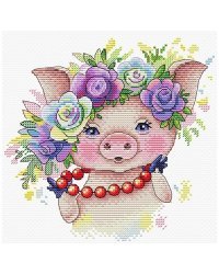 Набор для вышивания крестом Жар-Птица "Розовая модница", 17x17 см, арт. М-329