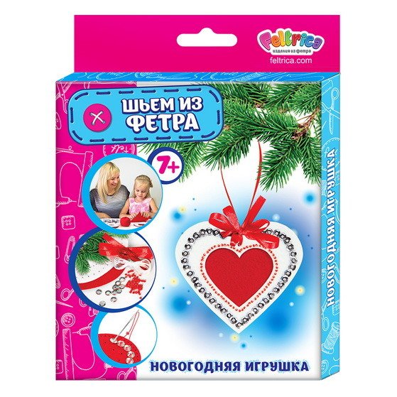 Новогодняя игрушка "Шьем из фетра. Сердце красное"