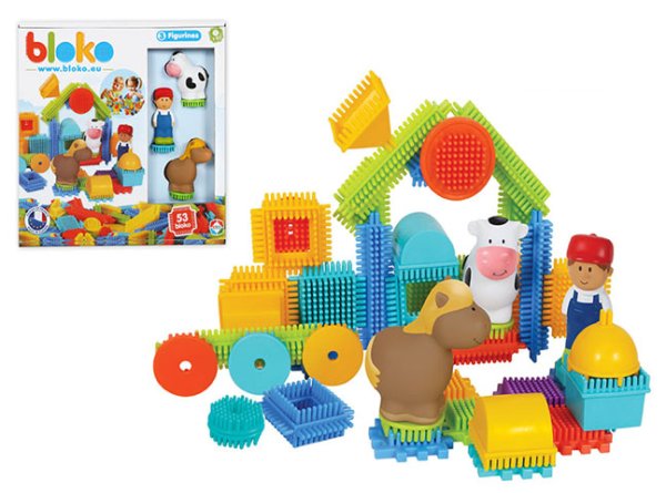 Игольчатый конструктор "Bloko". 50 деталей + 3 объемных персонажа (ферма)
