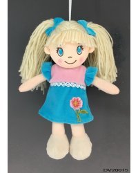 Кукла мягконабивная, 20 см (в розово-голубом платье)