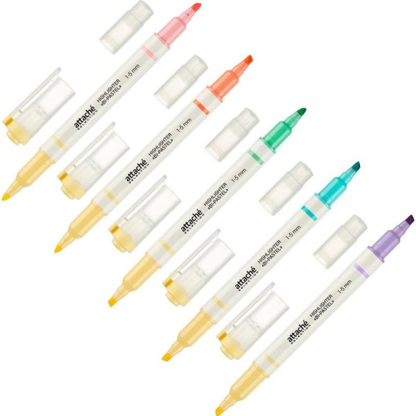 Текстовыделители "Bi-Pastel", 1-5 мм, 6 цветов