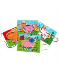 Деревянная игрушка-шнуровка "В мире животных. Свинка"