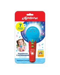 Микрофончик с огоньками &quot;Новогодние песенки&quot;, голубой