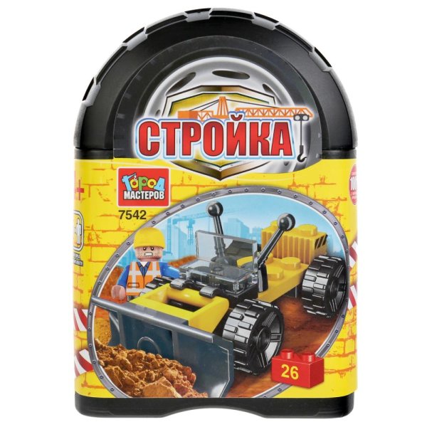 Конструктор "Бульдозер", с фигуркой, 26 деталей