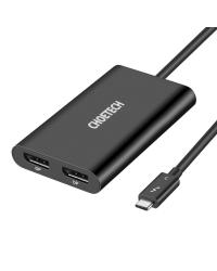 Choetech plug adapter USB Type C Thunderbolt 3 (40Gbps) - 2x DisplayPort 4K 60Hz black (HUB-D03)