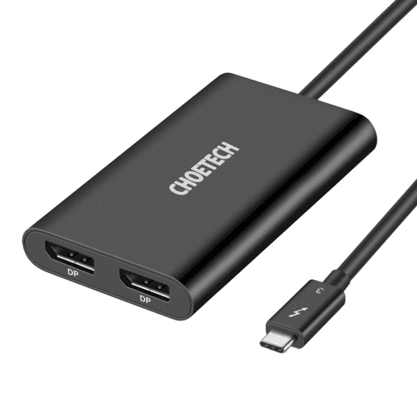 Обложка книги «Choetech plug adapter USB Type C Thunderbolt 3 (40Gbps) - 2x DisplayPort 4K 60Hz black (HUB-D03)»