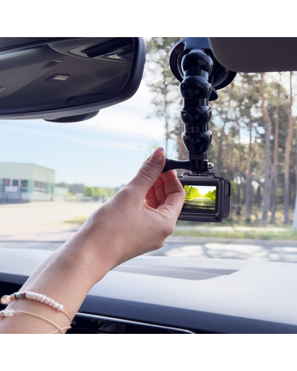 GoPro mount with suction cup for GoPro, DJI, Insta360, SJCam, Eken sports cameras + smartphone adapter (GoPro car suction cup)