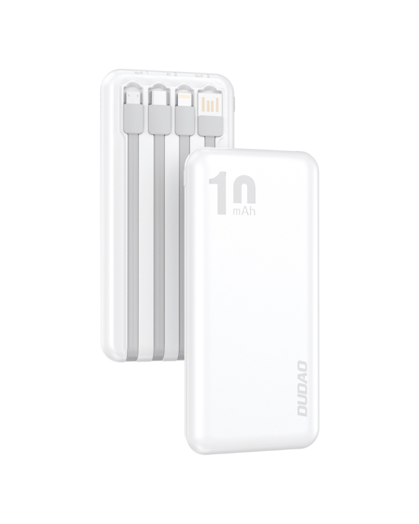 Dudao K6Pro Universal 10000mAh Power Bank with USB Cable, USB Type C, Lightning white (K6Pro-white)