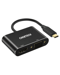 Choetech adapter plug splitter USB Type C (male) to HDMI (female) 4K 60Hz / VGA (female) FullHD 1080p 60Hz black (HUB-M17)