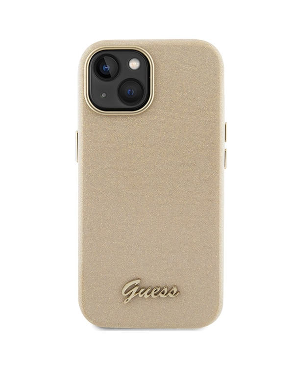 Guess GUHCP15SPGMCSD iPhone 15 6.1" złoty|light gold hardcase Glitter Glossy Script