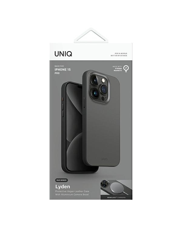UNIQ etui Lyden DS iPhone 15 Pro 6.1" Magclick Charging szaro-czarny|charcoal grey-black