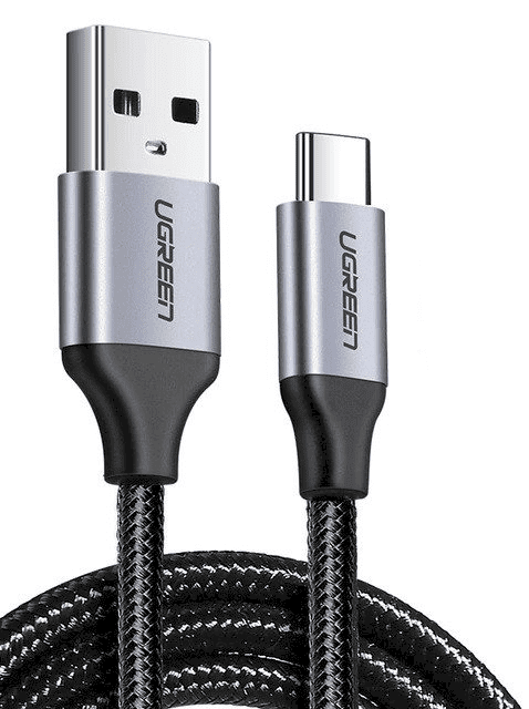 Обложка книги «Nickel-plated USB-C cable QC3.0 UGREEN 0.25m with aluminium plug (Black)»