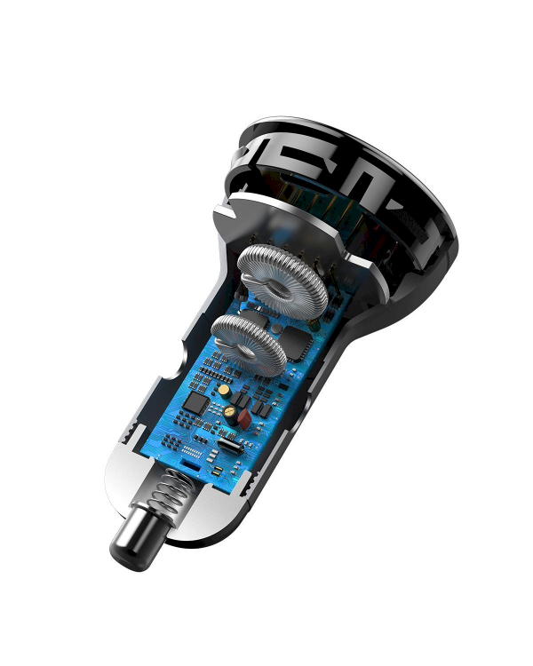 Baseus CCBX-B0G автомобильная зарядка USB-C / USB / 3A / 45W / Quick Charge 3.0 серебряная