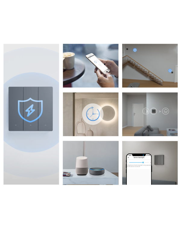 Sonoff Smart 3-канальный Wi-Fi настенный выключатель черный (M5-3C-80)