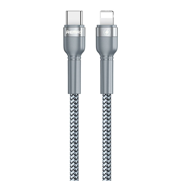 REMAX Jany Series Cable Nylon Braided Wire USB Typ C - Lightning PD Power Delivery 2.0 100W 20V 5A 1m silver (RC-171)