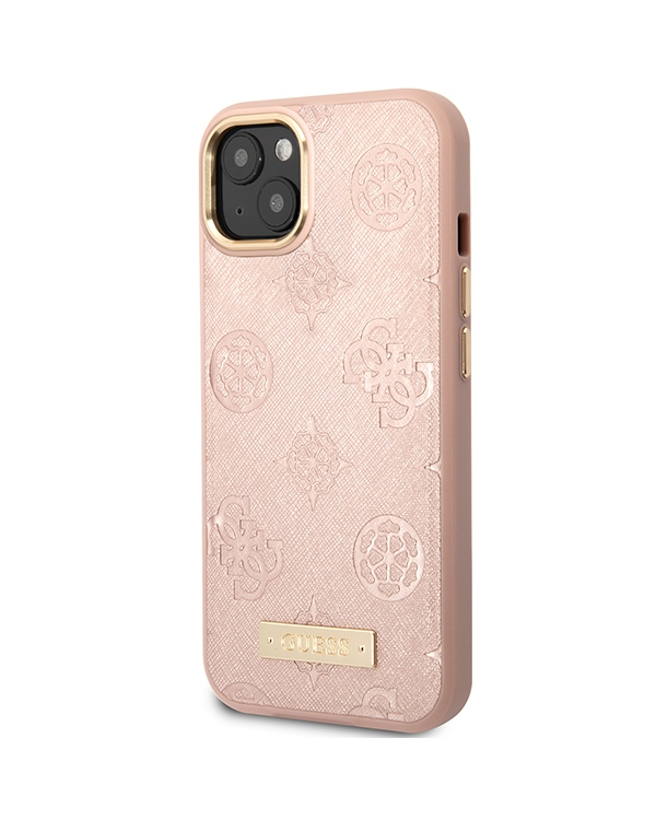 Guess GUHMP14SSAPSTP iPhone 14 6,1" розовый жесткий чехол Peony Logo Plate MagSafe