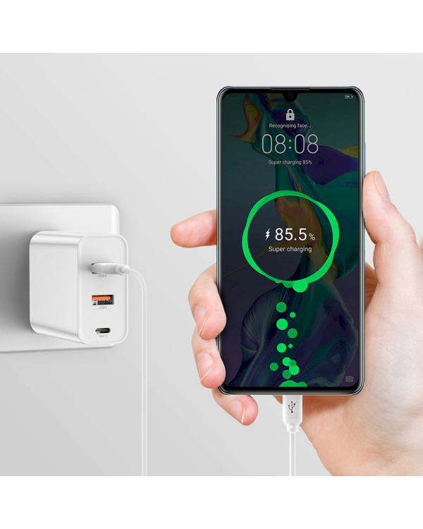 Baseus Speed CCFS-G01 Сетевое зарядное устройство 2 x USB / USB-C / 60W / 5A / Quick Charge 3.0 / Черное