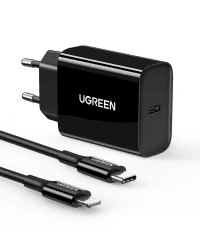 Ugreen USB travel wall charger Type C 20W Power Delivery + USB Cable Type C black (50799)