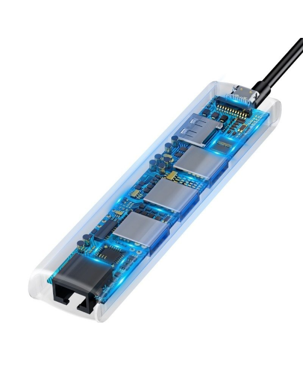Baseus CAHUB-J0G 6 in 1 Приставка для MacBook | 1 x HDMI | 3 x USB 3.0 | USB-C | RJ45 | PD