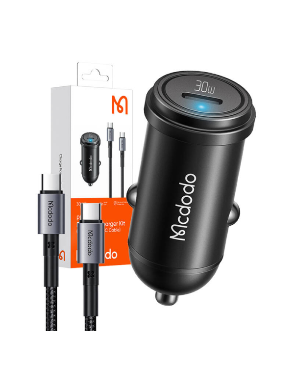 Car Charger McDodo CC-7493 65W With Mini White USB-C Cable With E-mark Chip 1m 100W (black)