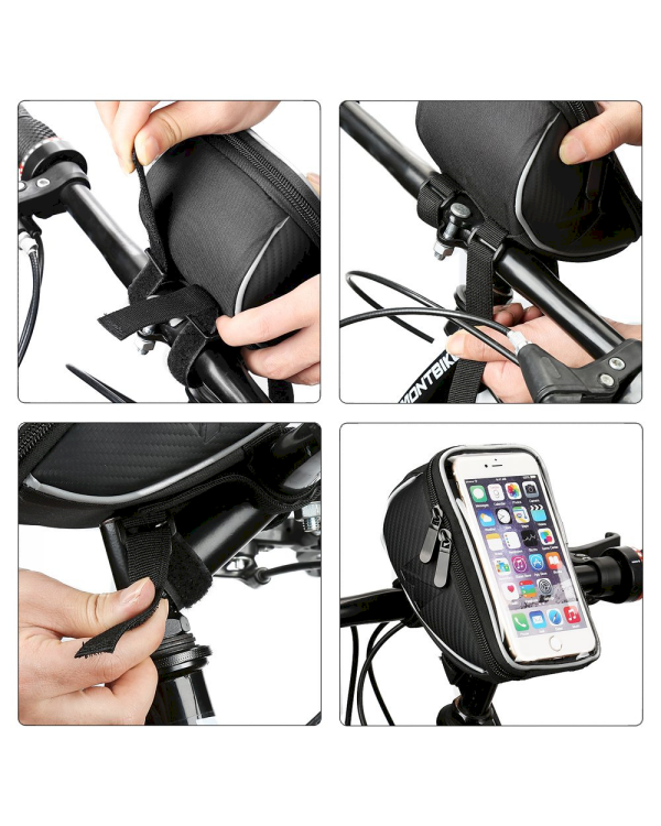 Дополнительное изображение книги «Wozinsky Bicycle Front Frame Handlebar Bag Touch Screen Phone Holder 6,5 inch 0,9L black (WBB4BK)»