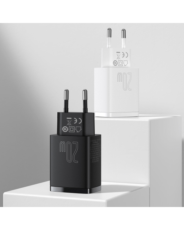Baseus Compact quick charger USB Type C | USB 20 W 3 A Power Delivery Quick Charge 3.0 white (CCXJ-B02)