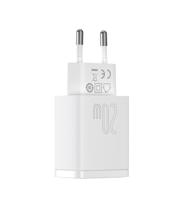 Baseus Compact quick charger USB Type C | USB 20 W 3 A Power Delivery Quick Charge 3.0 white (CCXJ-B02)