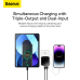Powerbank Baseus Qpow PRO with cable, USB-C, 2xUSB, 10000mAh, 20W (White)